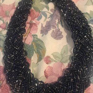 Blue heavy beaded necklace 
Condition like new